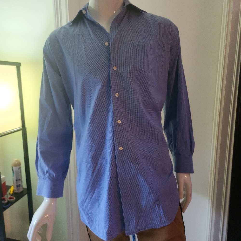 NAUTICA Blue‎ Plaid Dress Shirt Mens A8 L Cotton Button Down